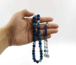 ⁦מסבחה אגת כחולה בגימור מט – 33 חרוזים⁩ – תמונה ⁦4⁩